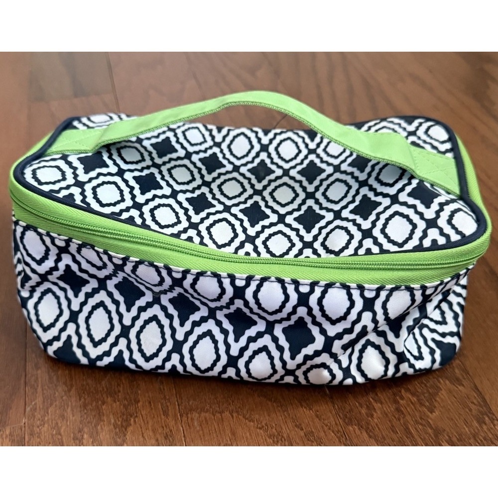 Thirty One Glamour Case Travel Bag Navy Lime Green Perfect Pendant Makeup Bag
